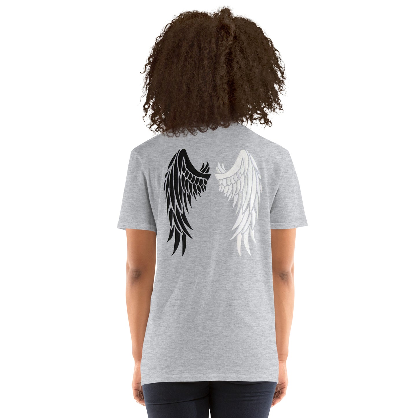 Black and White Angel Wings - Short-Sleeve Unisex T-Shirt