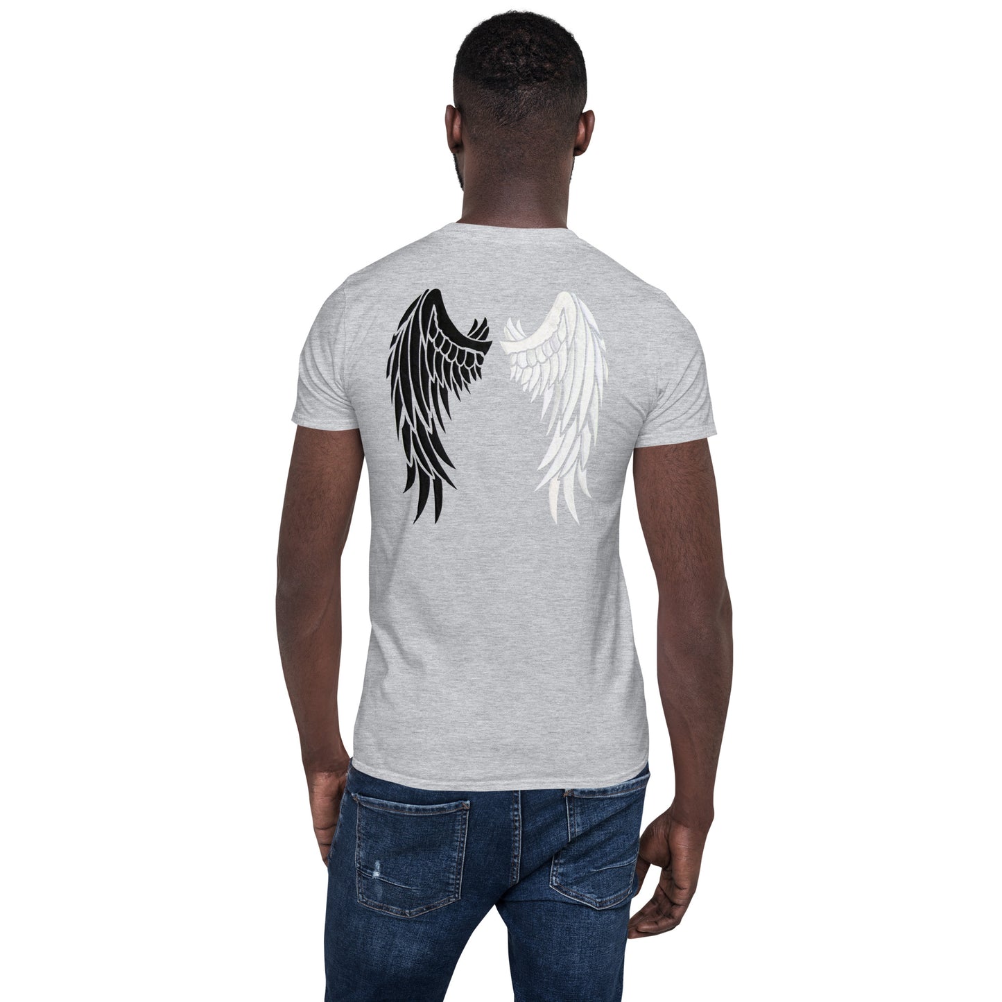 Black and White Angel Wings - Short-Sleeve Unisex T-Shirt