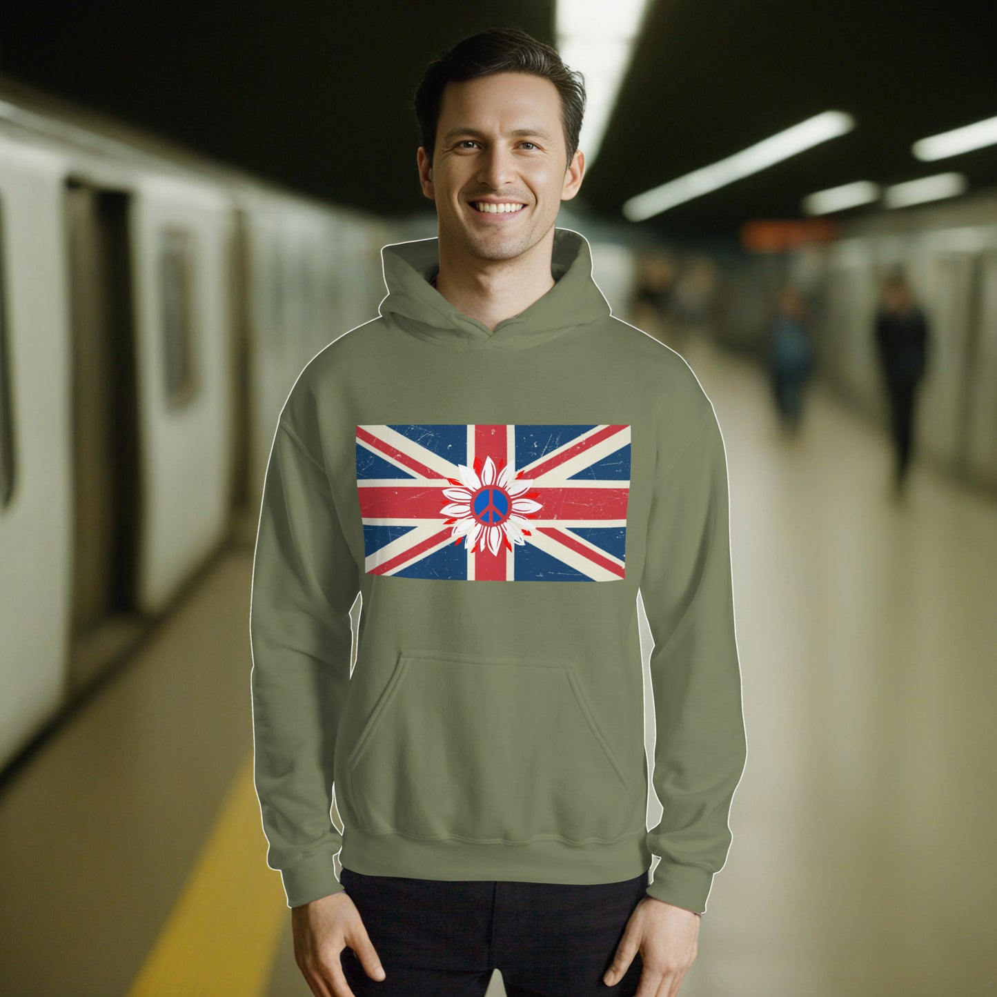 UK Peace Flower Flag - Unisex Hoodie