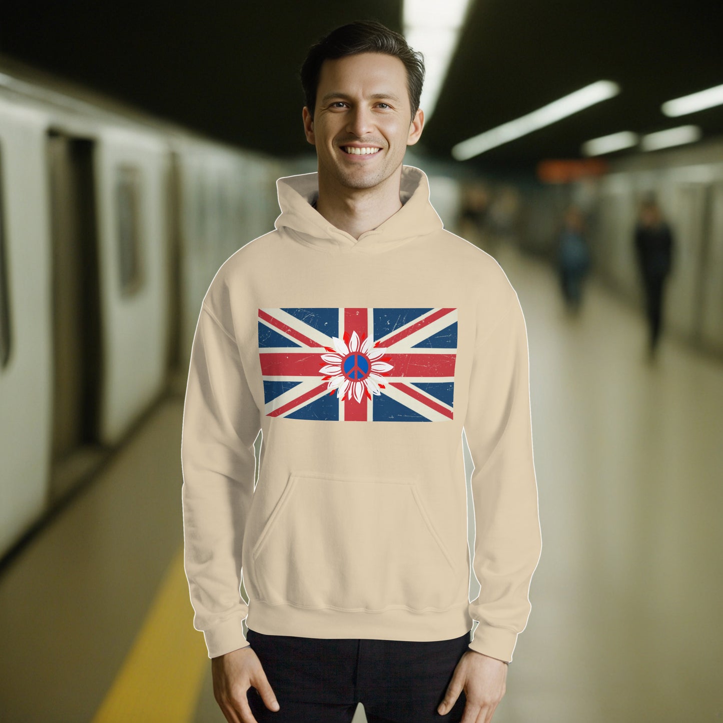 UK Peace Flower Flag - Unisex Hoodie