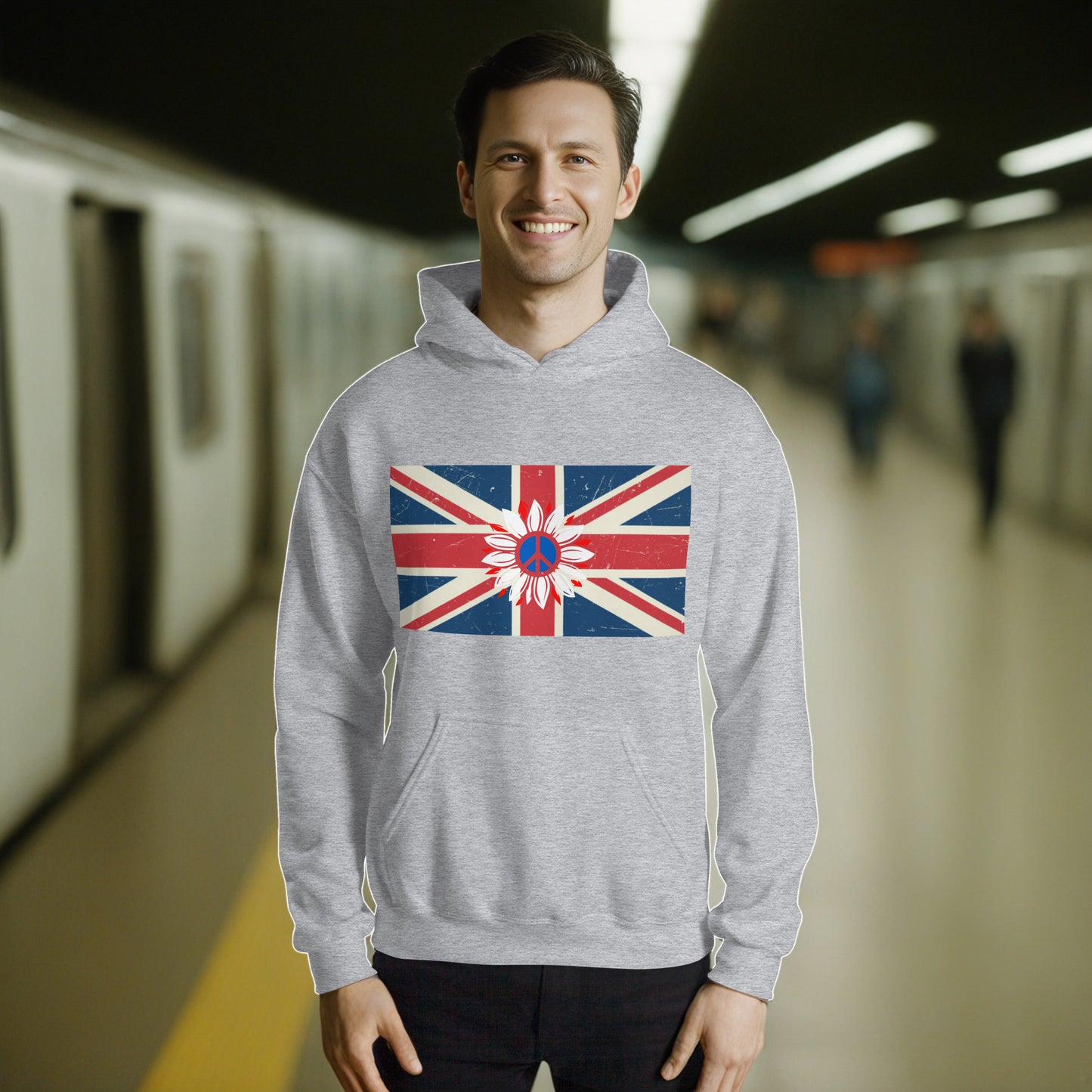 UK Peace Flower Flag - Unisex Hoodie