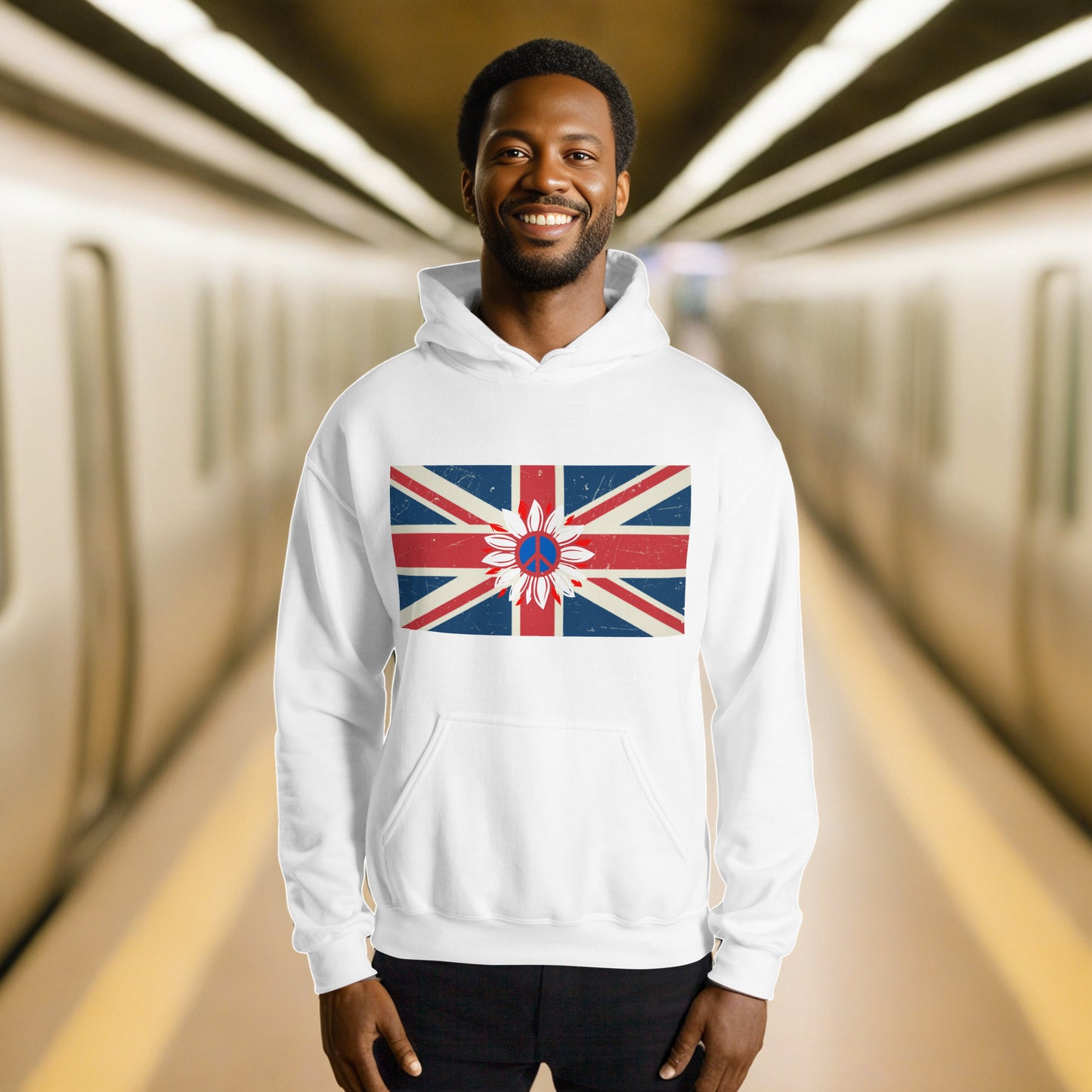 UK Peace Flower Flag - Unisex Hoodie